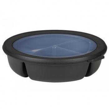 Bento Bowl Mepal Cirqula 250+250+500 ml Negro - Contenedor con 3 compartimentos para alimentos, apto para frigorífico, congelador y microondas