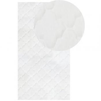 Alfombra de Piel Sintética de Conejo Blanca 80 x 150 cm con Motivo a Reja y Pelo Largo Suave Gharo