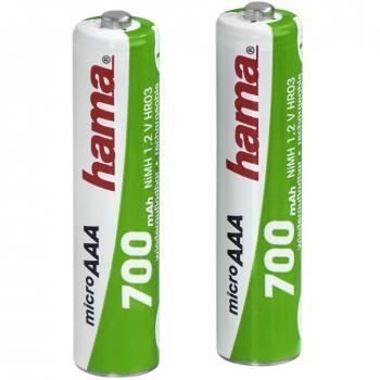 HAMA | Pilas recargables NiMH AAA 700 mAh 1,2 V, Verde/Blanco