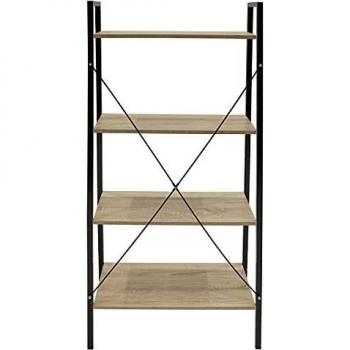 Estantería Industrial de Madera y Metal 60x32 H.148 cm - Marrón/Negro, 4 Estantes Grandes