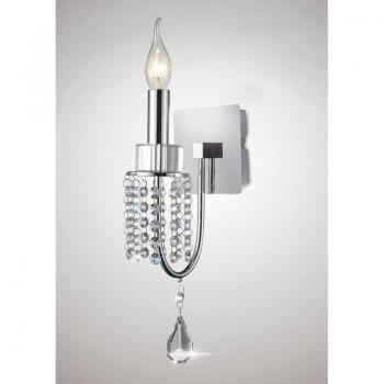 Aplique de pared Emily con interruptor, 1 bombilla, cromo pulido y cristal