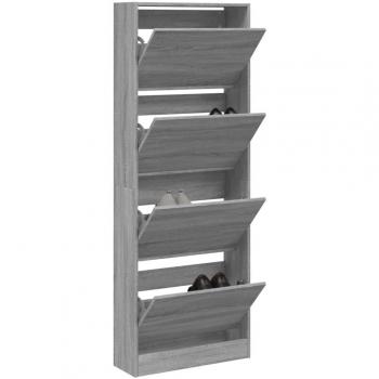 Zapatero gris Sonoma de madera multicapa 60x21x163,5 cm