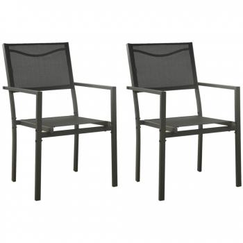 vidaXL Garden Chairs 2 pcs Textilene and Steel Black and Anthracite