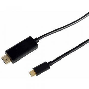 Adaptador de cable de vídeo S-Conn 1,8 m HDMI tipo A (Estándar) a USB C Macho Negro