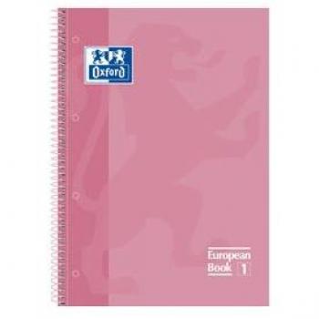 Cuaderno Oxford Classic Europeanbook-1 Spiral Pack de 5, Tapa Extradura A4+ Cuadrícula 5x5 Rosa Chicle