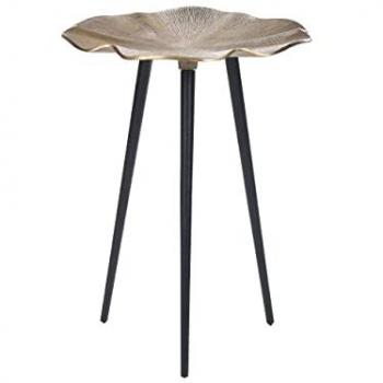 Mesa Auxiliar Retro Brillante de Metal Dorado y Negro, 37 cm Pudur