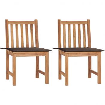 Teak Wood Garden Chairs Set of 2 with Cushions