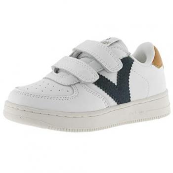 Zapatillas Victoria Tiempo Efecto Piel con Tiras Adherentes y Piezas en Contraste para Niños
