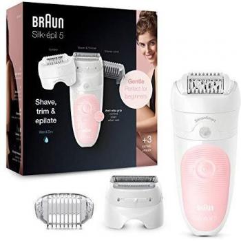 Braun Silk-épil 5 5-620 Depiladora eléctrica para mujer, cabezal de afeitado y recorte depilación suave, tecnología de pinzas micro-grip, uso en húmedo