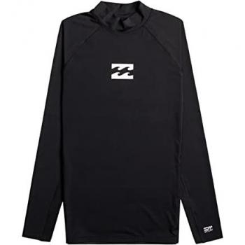 Camiseta de surf Billabong Waves All Day para hombre, manga larga, color negro, talla M, con licra y protección solar UPF 50
