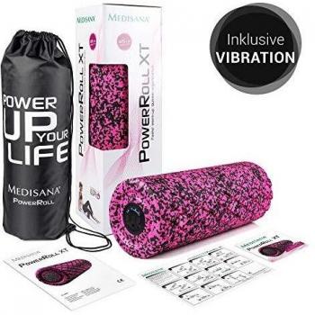 Medisana PowerRoll XT Ultrasoft Rodillo de fascia, de espuma para ejercicios faciales con función de vibración, de masaje para el entrenamiento de la fascia, tensión, 8 intensidades