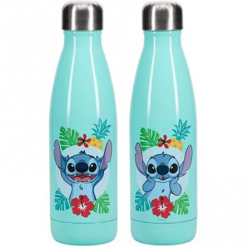 Botella de Agua Metálica Stitch - 460ml, Acero Inoxidable, Aislamiento Térmico 12h Caliente / 24h Frío, Producto Oficial Disney