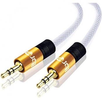 IBRA® Cable de audio estéreo | Conector macho de 3,5 mm a conector macho de 3,5 mm | Naranja | 10m