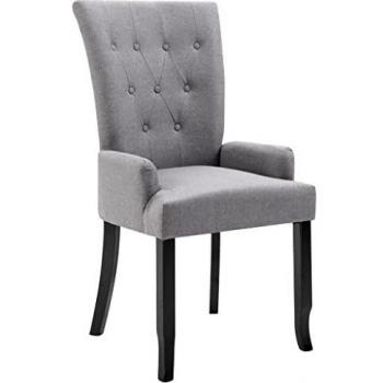 vidaXL Light Grey Fabric Dining Chair with Armrests