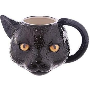 Tazza mug colazione in ceramica a forma di TESTA DI GATTO NERO