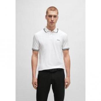Hugo Boss Green Paul Slim Fit Short Sleeve Polo Shirt - White - Size L
