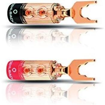 Conector Oehlbach XXL Fusion - Set de 4 piezas, audio, dorado, rojo y negro