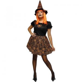 Rubie's Disfraz de Bruja Spiderweb neón naranja para mujer
