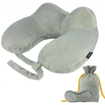 MORECOO Almohada Cuello de Viaje, Kit de Almohada Inflable del Cuello Compacto Cómodo Ligero y Portátil, Almohada de Cuello Perfecto para Aviones, Coches, Oficina ect