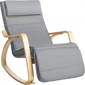 Mecedora acolchada ajustable con reposapiés, patas de ángulo 5 grados, carga 150 kg, disponible en amarillo, azul, beige, gris claro, gris oscuro y negro