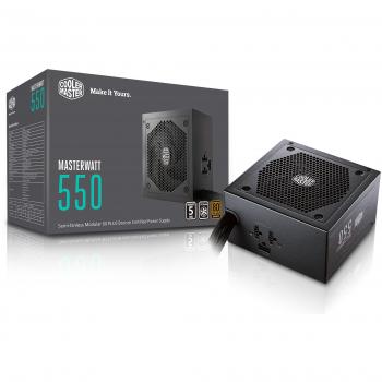 Cooler Master MasterWatt 550 EU - Fuentes de alimentación, Semi-Fanless Modular, 80 Plus Bronze, 550W, MPX-5501-AMAAB-EU