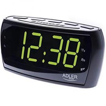 Adler AD1121 Radiodespertador Digital Am-FM, Gran Pantalla LED, Control de Brillo, Función Snooze