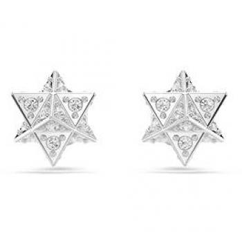Swarovski Dextera White Rhodium Plated Round Stud Earrings with Pave Crystals