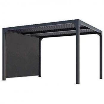 Pergola Bioclimática de Aluminio 10,8 m² con Lamas Orientables y Cortina Lateral Manual - Color Gris Anthracita