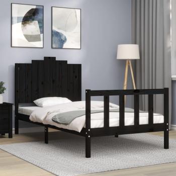 Cabecero de cama negro de madera maciza 100x200 cm