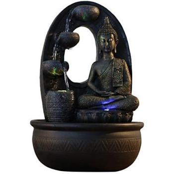 Zen'Light - Harmonie Fuente de poliresina, 26 x 16 x 40 cm, Color Negro