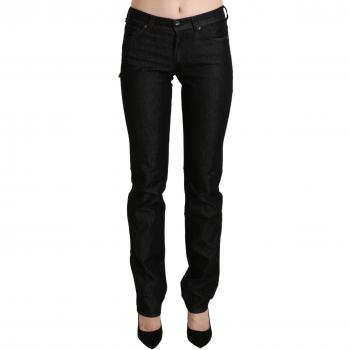 Ermanno Scervino Mid Waist Skinny Slim Denim Trouser - W28, Slim-fit Jeans, female, Black, Size: W28, Black Skinny Denim Trouser with Zipper Closure