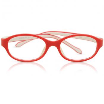 Oval Full Rim Red Plastic Kids' Prescription Glasses with Blue Light Blocking - SmartBuy Kids