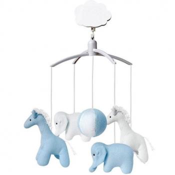 Trousselier - musical móvil - musical móvil Girafe Elephant Bleu et blanc
