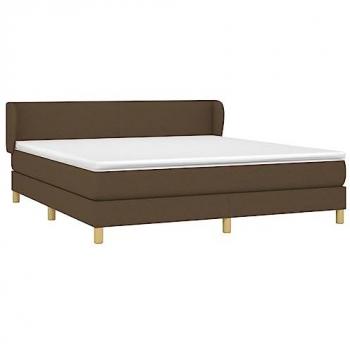 Cama box spring con colchón tela marrón oscuro 180x200 cm