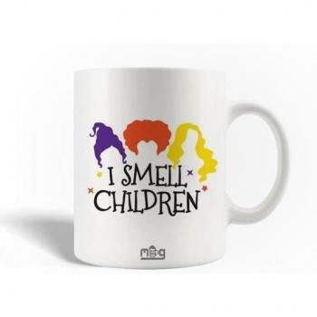 Taza de Cerámica Hocus Pocus Siento Olor a Niños 30cl - Apta para Lavavajillas - Blanca