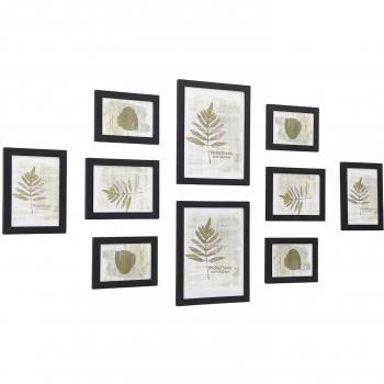 SONGMICS Marcos de Fotos, Juego de 10, Dos de 20 x 25 cm, Cuatro de 13 x 18 cm, Cuatro de 10 x 15 cm, MDF, Protección de plástico, Negro RPF310H