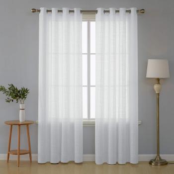 Deconovo Visillos Ventana Voile Decorativo Diseño Bonito Cortina Infantil Traslúcida para Sala de Estar Cocina 1 par Blanco