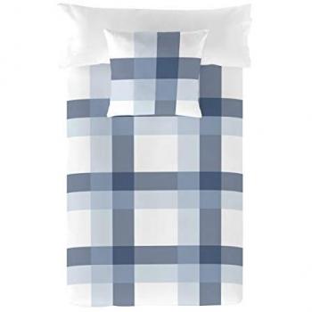 Funda Nórdica Escocesa 100% Algodón Azul y Blanco para Cama de 105 cm - Fabricado en España