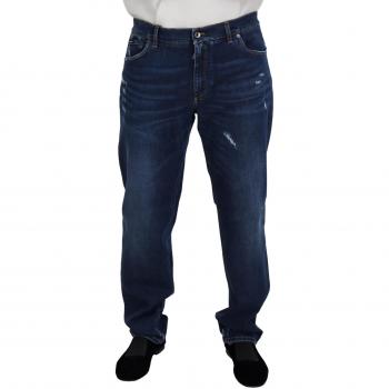 Dolce & Gabbana Blue Washed Cotton Casual Denim Jeans - Slim-fit, Elegant, Size: IT58 | XXL, 4XL