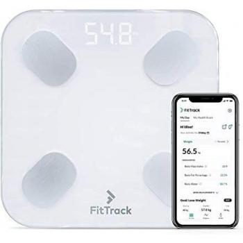 Digital Body Weight Bathroom Scale FitTrack Dara - FDA Approved Body Fat Scale - BMI Digital Smart Scale & Body Composition Analyzer Monitor - Most Accurate Bluetooth Glass Weighing Scale