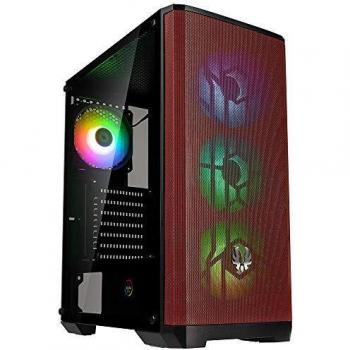 BitFenix Compatible Nova Mesh SE TG ARGB Midi-Tower, Tempered Glass - Schwarz/Rot