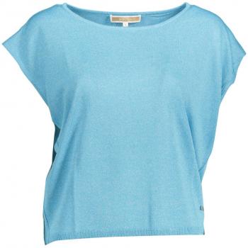 Kocca Light Blue Polyester Sleeveless Logo T-Shirt with Boat Neckline - XS