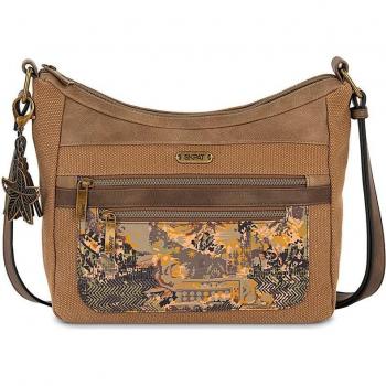 SKPAT Florencia Bolso Bandolera para Mujer, Color Marrón, Material Piel Sintética, Cierre con Cremallera, Tamaño Pequeño 28x24x9 cm Modelo 312756
