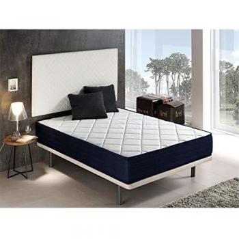 Colchón Laura 160x190 cm - Altura 22 cm, Espuma Viscoelástica, Acabado Azul, Uso Doble Cara (Verano/Inverno), Independencia de Movimiento