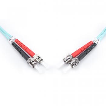 Patch cable DIGITUS FO OM3 - Cable de fibra óptica ST a ST de 1 m - LSZH - Multimodo dúplex 50 / 125µ - 10 Gbit / s - turquesa