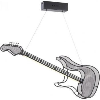 Colgante de metal ROCK Negro - Lámpara de techo colgante led integrada en forma de guitarra, color negro