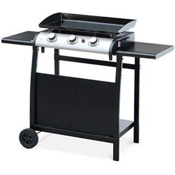 Plancha de gas Porthos 3 quemadores 7,5kW con carro y placa de acero inoxidable para cocina exterior