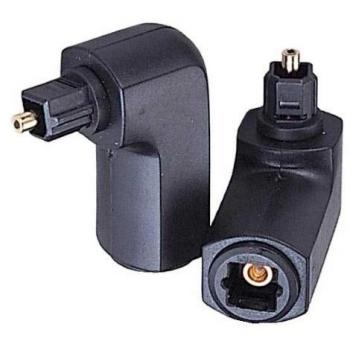 Adaptador de Audio Toslink InLine® OPTO, Conector Macho a Hembra, 90° Angulado, Color Negro