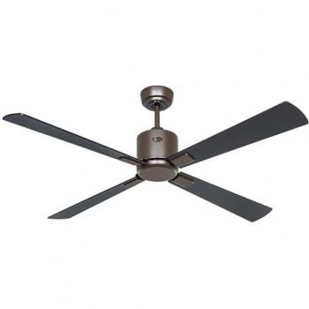 Ventilador de Techo Casafan Eco Neo III 132 cm con Motor WiFi, Acabado Bronce/Negro y Aspas de Teca