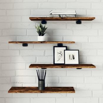Estantes de pared 4 uds madera ingeniería roble humo 60x20x1,5 cm